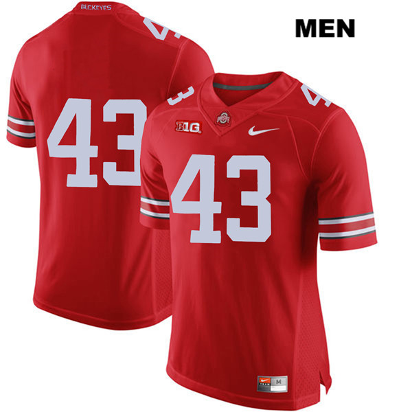 Ohio State Buckeyes Men's Ryan Batsch #43 Red Authentic Nike No Name College NCAA Stitched Football Jersey PQ19R77YS